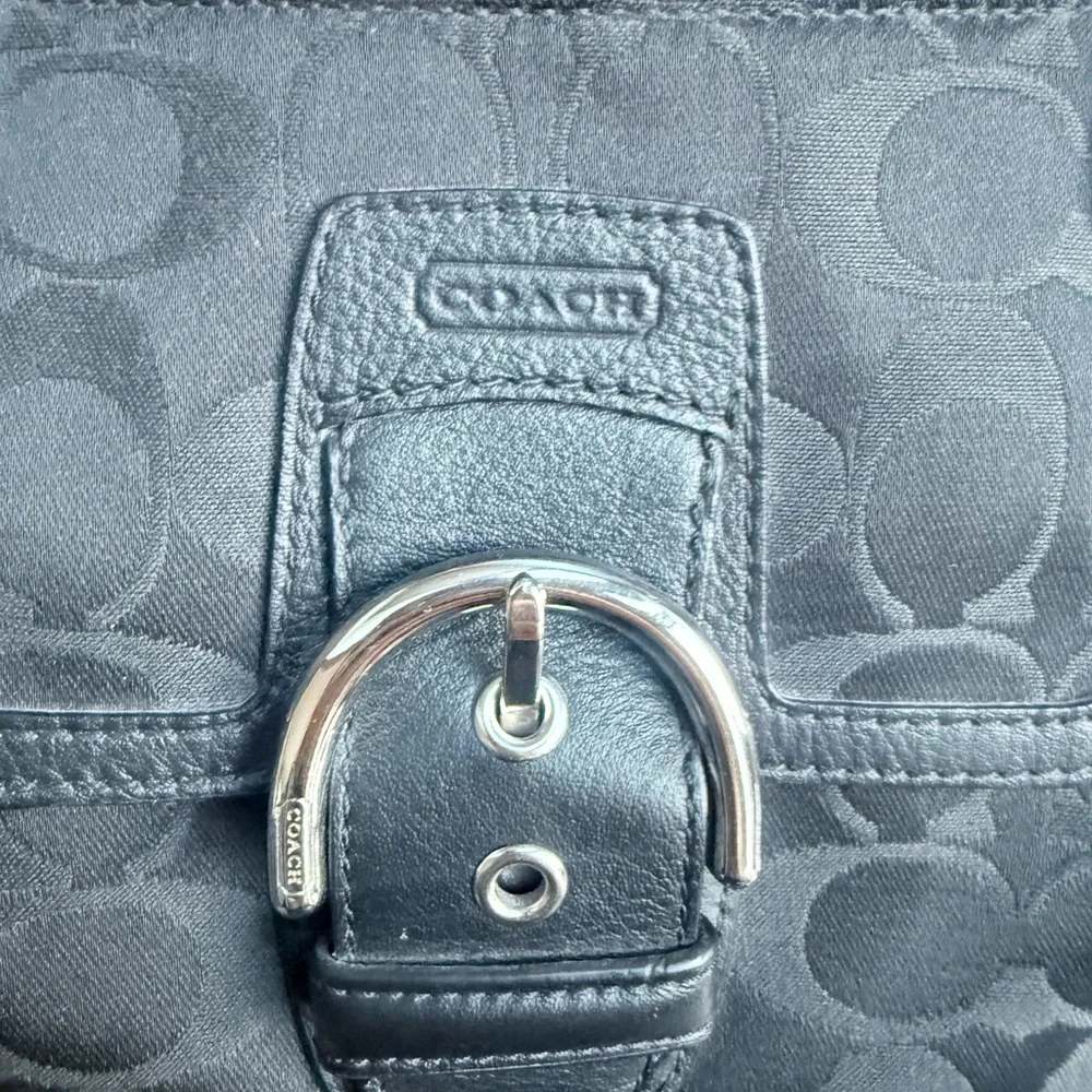 Small Coach Black Satchel with Signature Design - Picture 4 of 6
